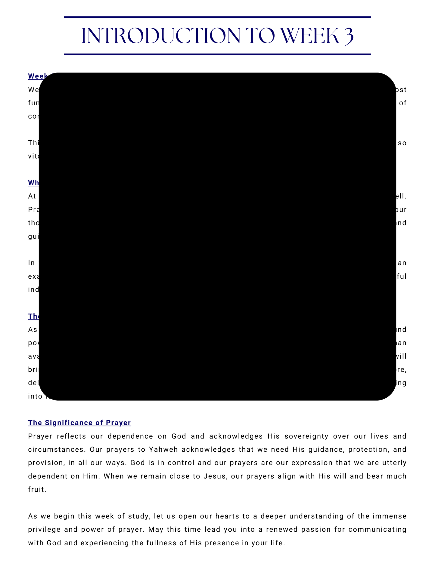 Week 3: The Power, Purpose & Significance of Prayer - Bible Study Plan - Bible Reading Plan for Beginners