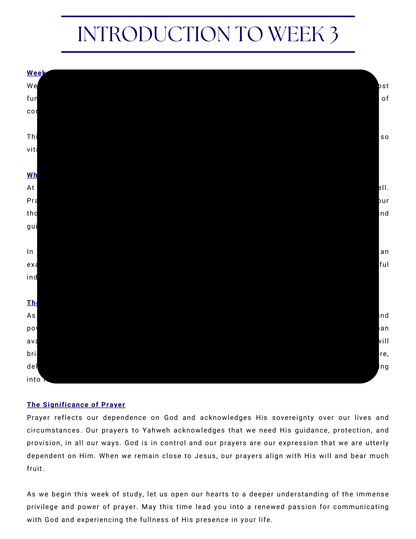 Week 3: The Power, Purpose & Significance of Prayer - Bible Study Plan - Bible Reading Plan for Beginners