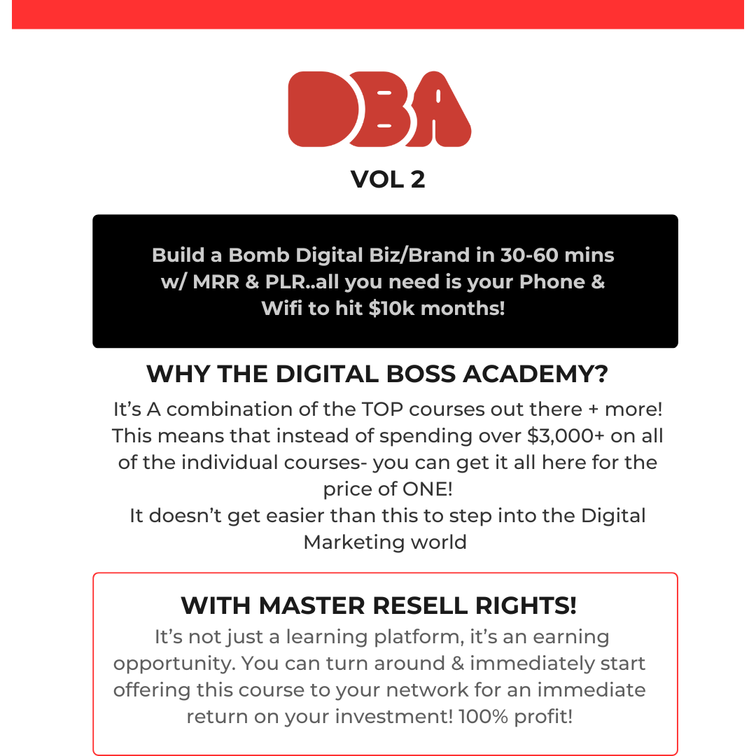 DBA | Vol 1+2 Done For You Digital Marketing Templates and Courses